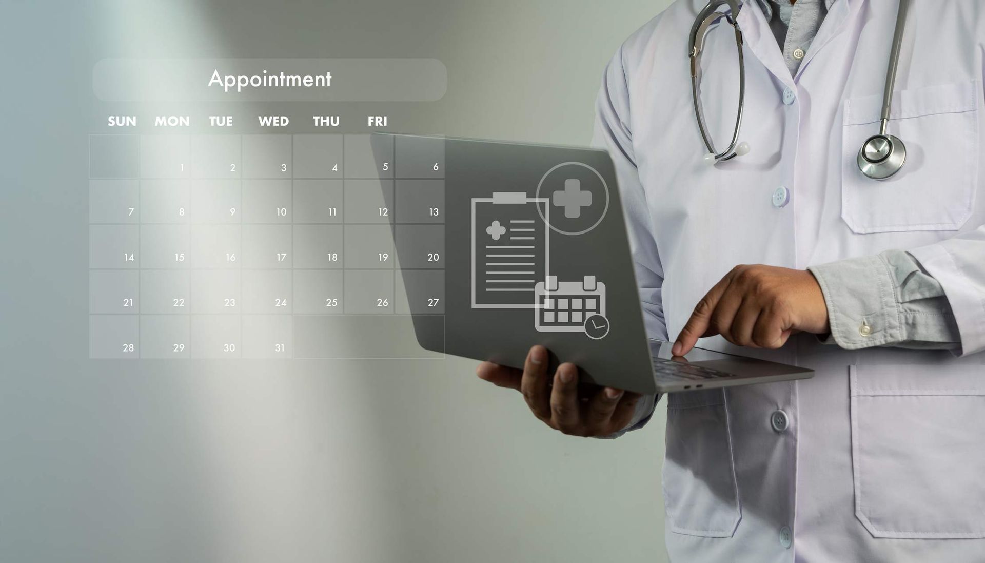 Doctor viewing an appointment calendar on screen