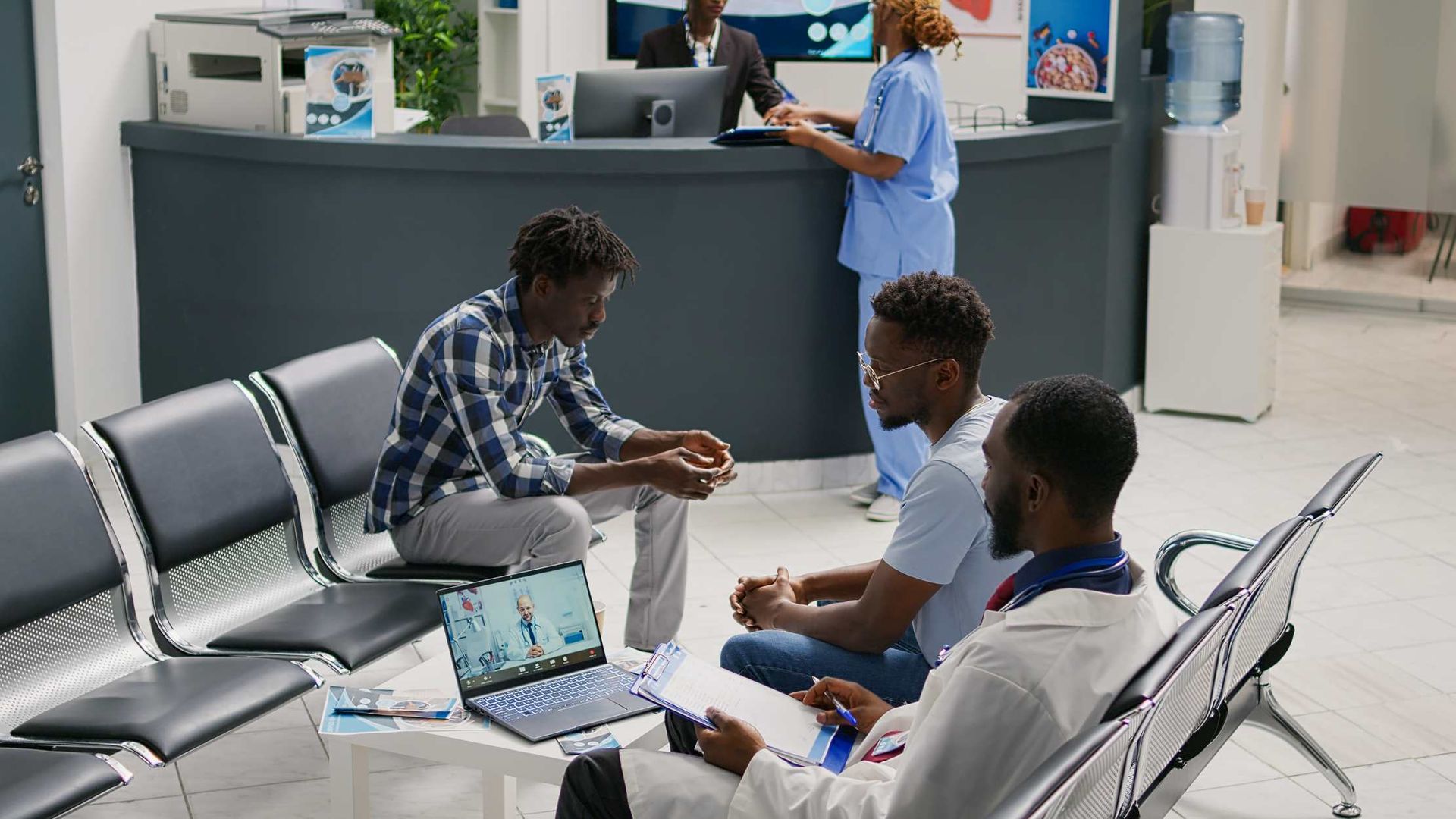 Hospital waiting room with seating